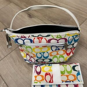 Coach Multicolor Logo Handbag and Wallet